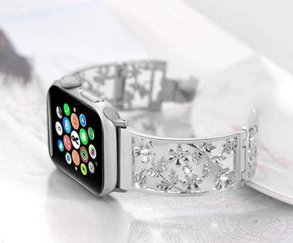 Metalinė juosta „Apple Watch“ gėlių juosta