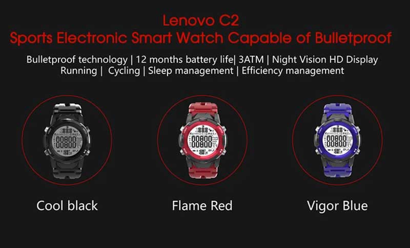 „Lenovo C2 Smartwatch“ - lauko išmanusis laikrodis su FSTN ekranu