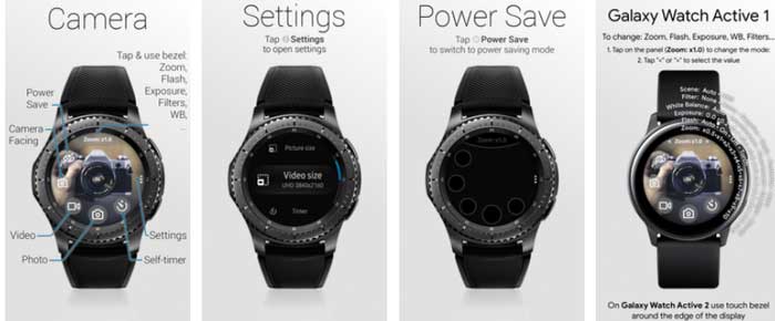 „Camera One“ programa, skirta „Samsung Galaxy Watch Active“
