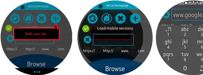 „WebBrowser“ programa, skirta „Samsung“ išmaniesiems laikrodžiams