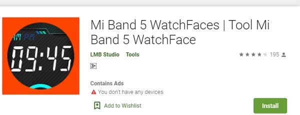 „Mi Band 5“ laikrodžių veidai