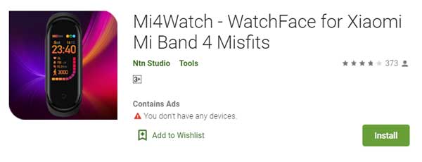 „Mi4Watch“ - „Ntn Studio“ „Xiaomi Mi Band 4 MisFits“ „WatchFace“