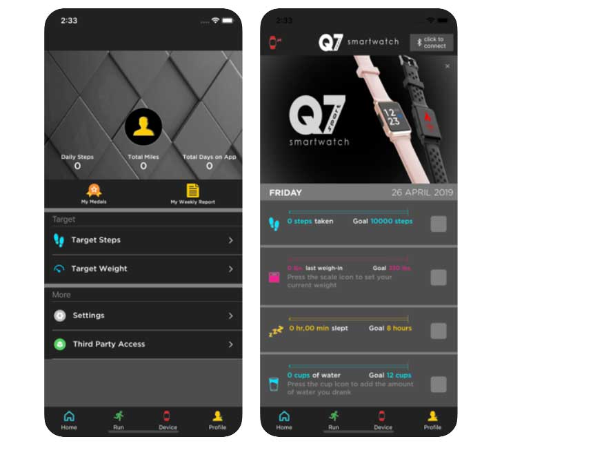 „Q7 Sport Smartwatch“ - sąranka, palaikymo programa, vartotojo vadovo atsisiuntimas