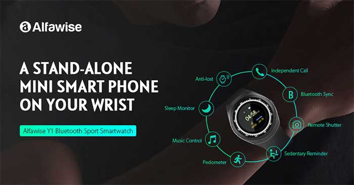 „Alfawise Y1 696 Bluetooth“ išmanusis laikrodis - kupono kodas