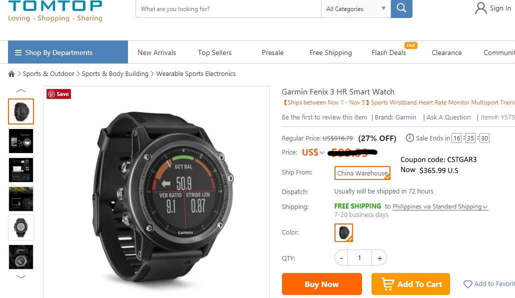 „Garmin Fenix ​​3 HR“ dabar galima rasti Tomtop.com