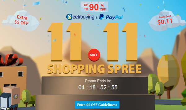 „Geekbuying.com“ beprotiški pasiūlymai 11.11 vienadienių dieną